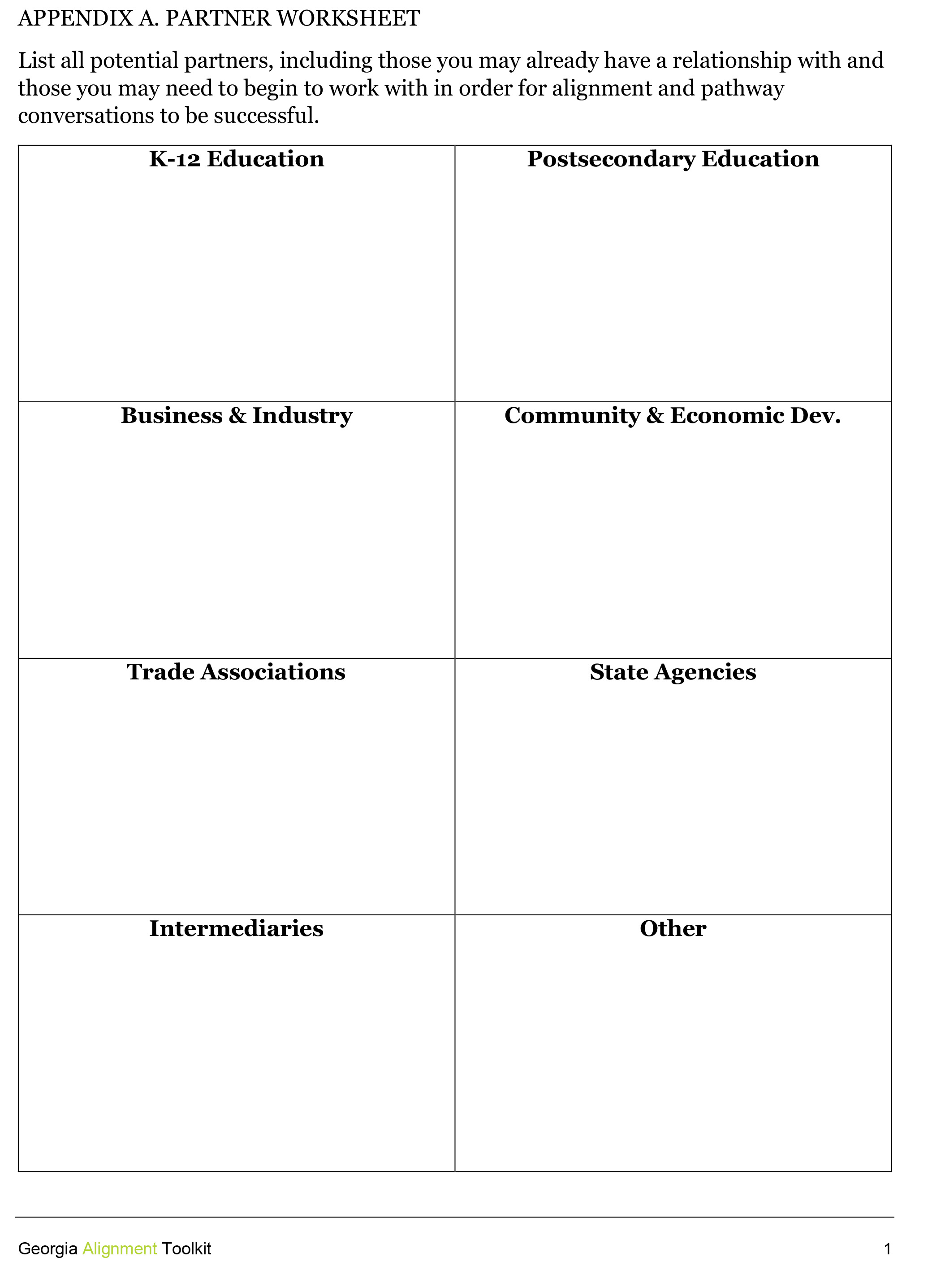 Georgia Alignment Toolkit Worksheet