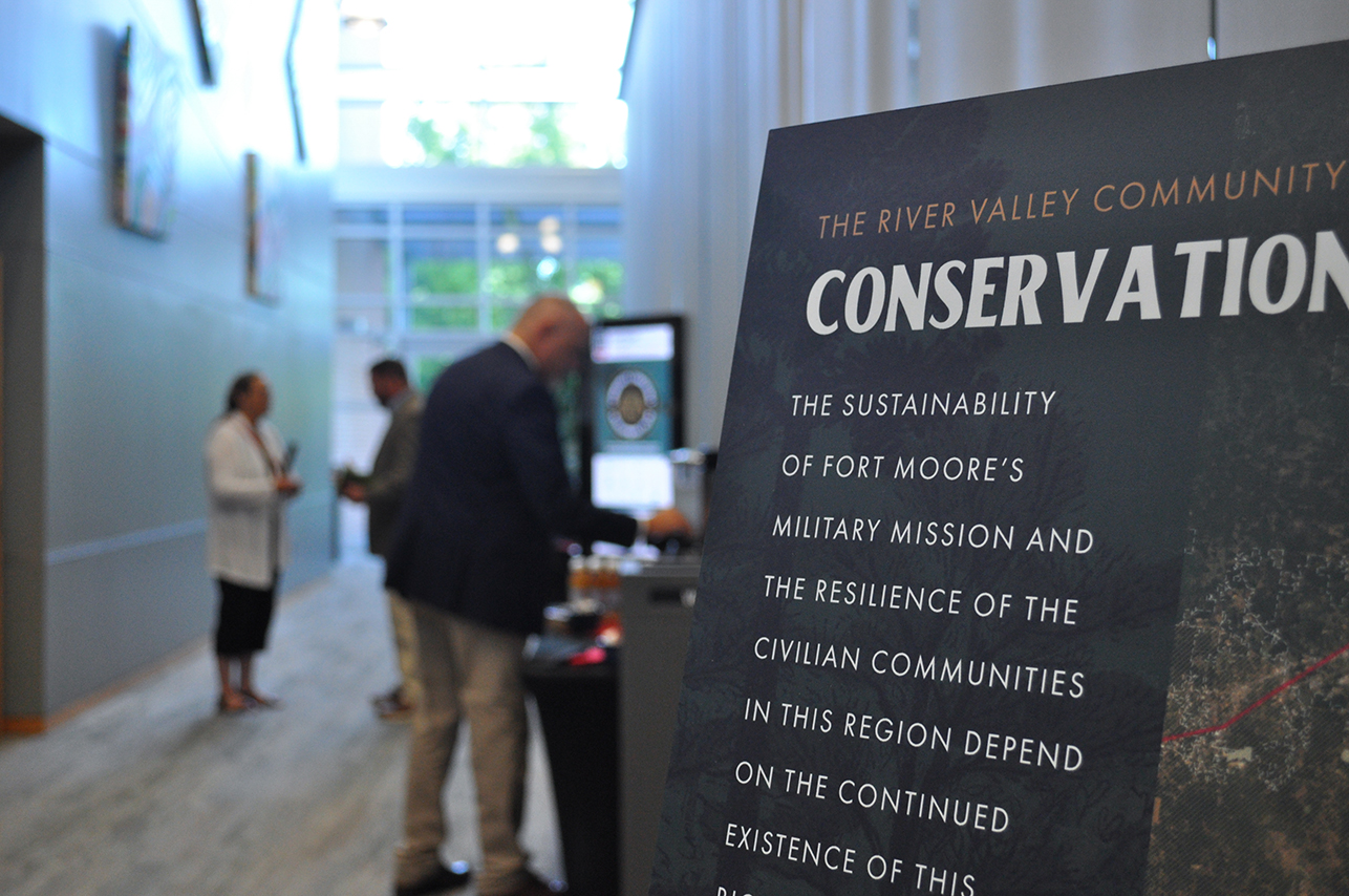 At the Aug. 18 meeting, enlarged visuals from the RVCCD plan were displayed. (Photo by Sara Ingram)