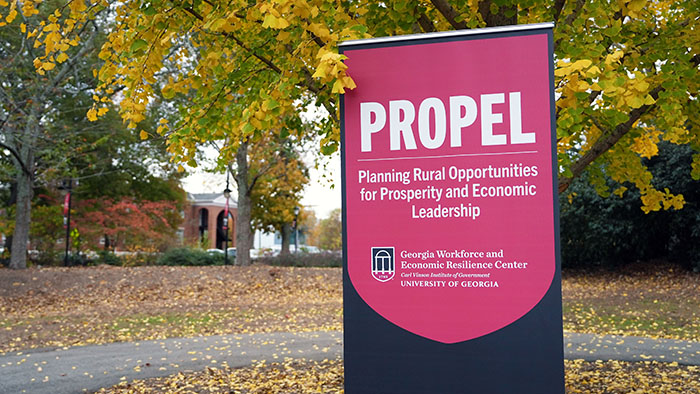 Picture of the PROPEL banner on the campus of UGA.