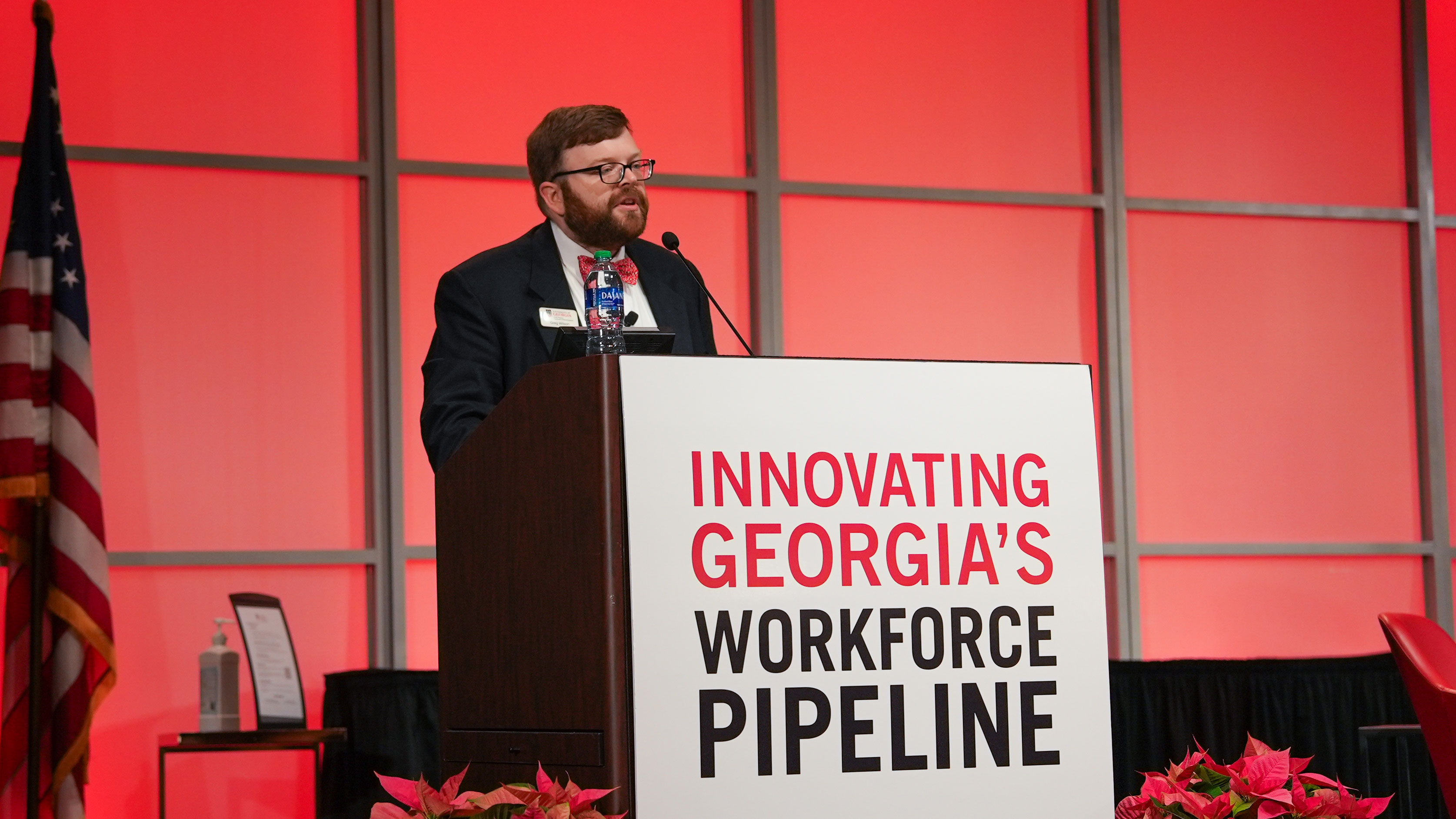 UGA Carl Vinson Institute of Government Assistant Director Greg Wilson speaks during the opening plenary at the Innovating Georgia's Workforce Pipeline Conference.