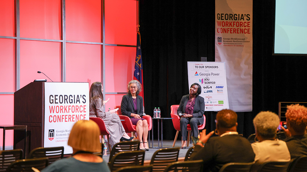 Crowd listens to speaker during 2025 Georgia's Workforce Conference.