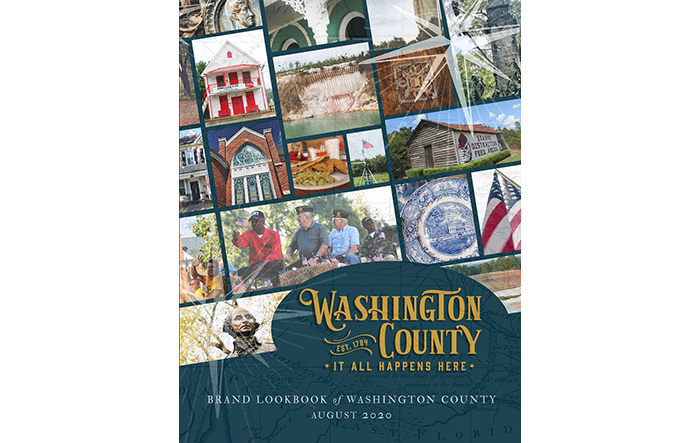 Front of the branding "lookbook" created for the Washington Co brand