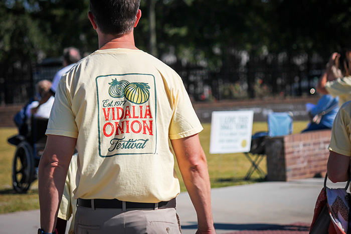 an wears a shirt that showcases the new Vidalia branding.