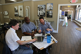 In June, the institute’s Clark Stancil and Downtown Renaissance Fellows Franco Conocchiari-Scherer met with Kevin Brown, mayor of Buena Vista, to discuss ideas for transforming the city. (Photo by Garrison Taylor)