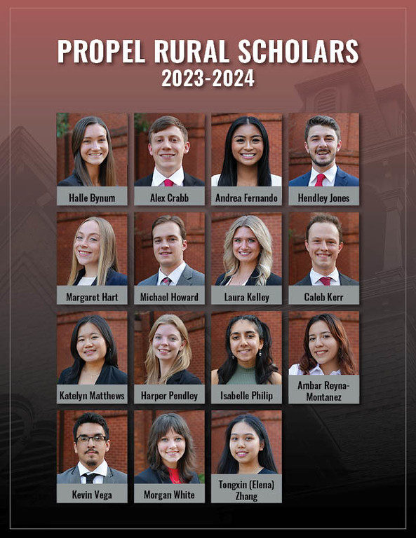 Fifteen University of Georgia undergraduate students have been named as PROPEL Rural Scholars for the 2023-2024 academic year.