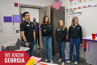 From left to right, PROPEL Rural Scholars Kevin Vega, Ambar Reyna-Montanez, Margaret Hart and Harper Pendley toured Fitzgerald High School College & Career Academy on a recent community visit. 