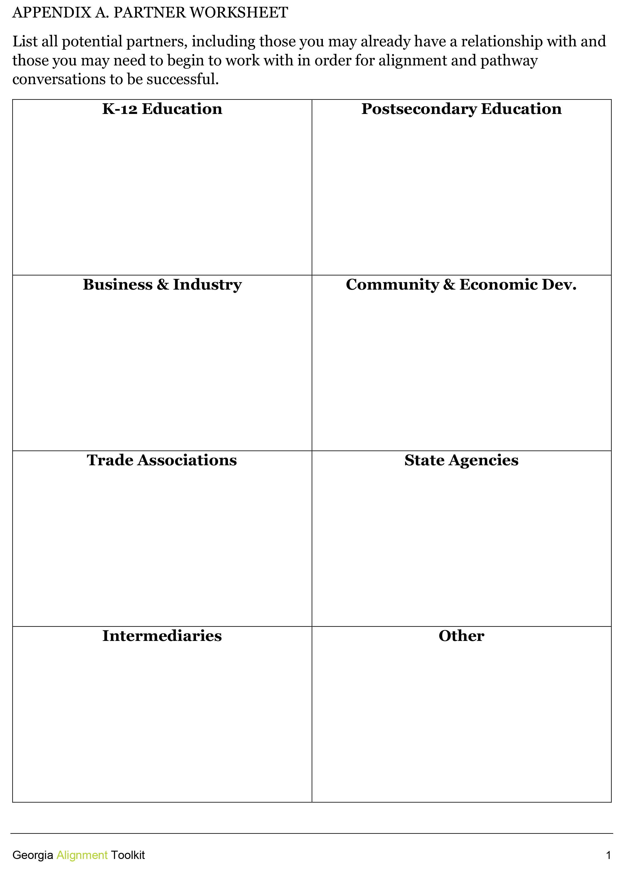 Alignment Toolkit Worksheets